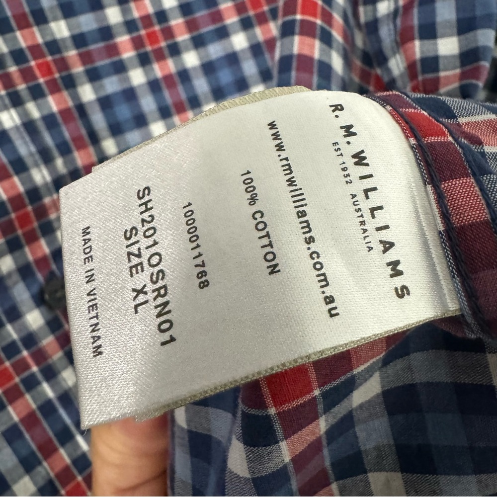 R.M Williams Long Sleeves 100% Cotton Shirt Mens Size XL Blue Red Classic - Picture 4 of 5